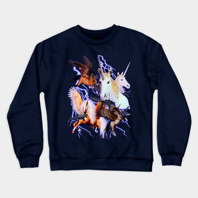 Unicorns With Guns - Epic 90's Vintage Very Cool And Sick Crewneck Sweatshirt by blueversion